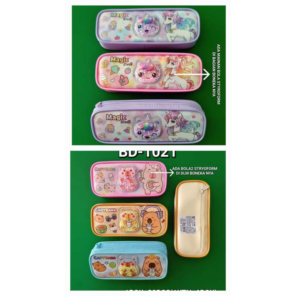 

Tempat Pensil Kain Tebal Premium Xiao Ling Jing Bola Styrofoam Warna Warni Unicorn Capybara BD-1021 1022