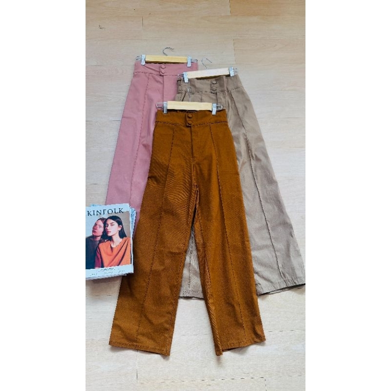 Kulot Chinos List Tulang Depan | Celana Highwaist Wanita | Celana Polos Chinos