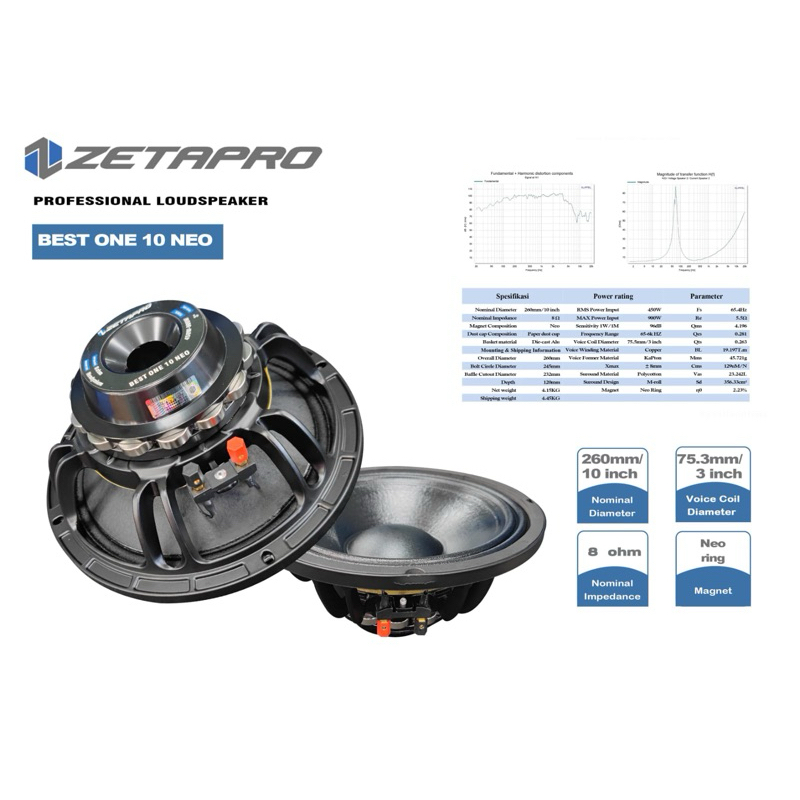 Speaker zetapro 10in neo best one 10 neo neodymium