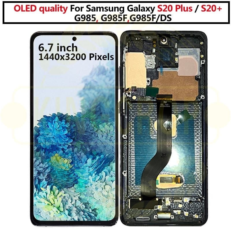LCD FULLSET OLED + FRAME SAMSUNG S20PLUS / S20 PLUS / S20+ / G985 / G985F FINGEPRINT AKTIF ORIGINAL 
