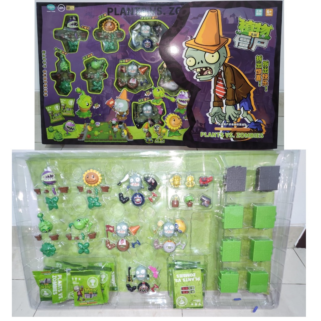 MAINAN ANAK EDUKASI BELAJAR FIGURE ZOMBIE VS PLANT KOMBINASI 2 IN1 ZOMBIES SHOOT BALL TEMBAK BOLA