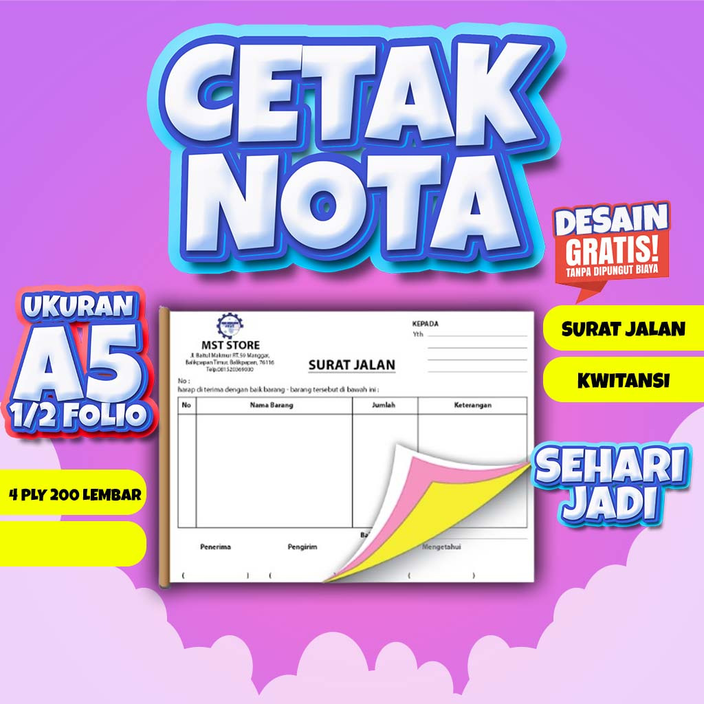 

NOTA SURAT JALAN A5 CUSTOM 4 PLY