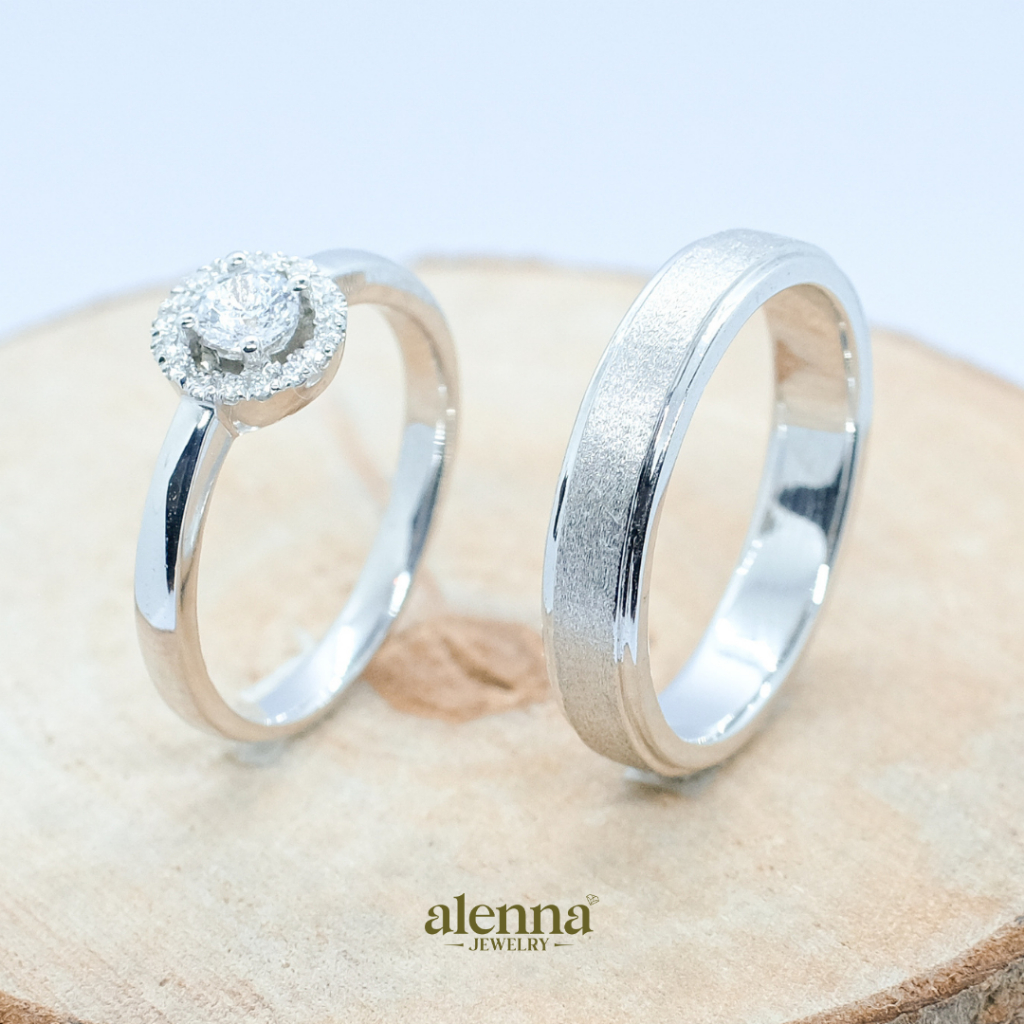 Cincin Couple Perak Cincin Kawin Perak Cincin Tunangan Perak Sterling Silver 925 - AJ022