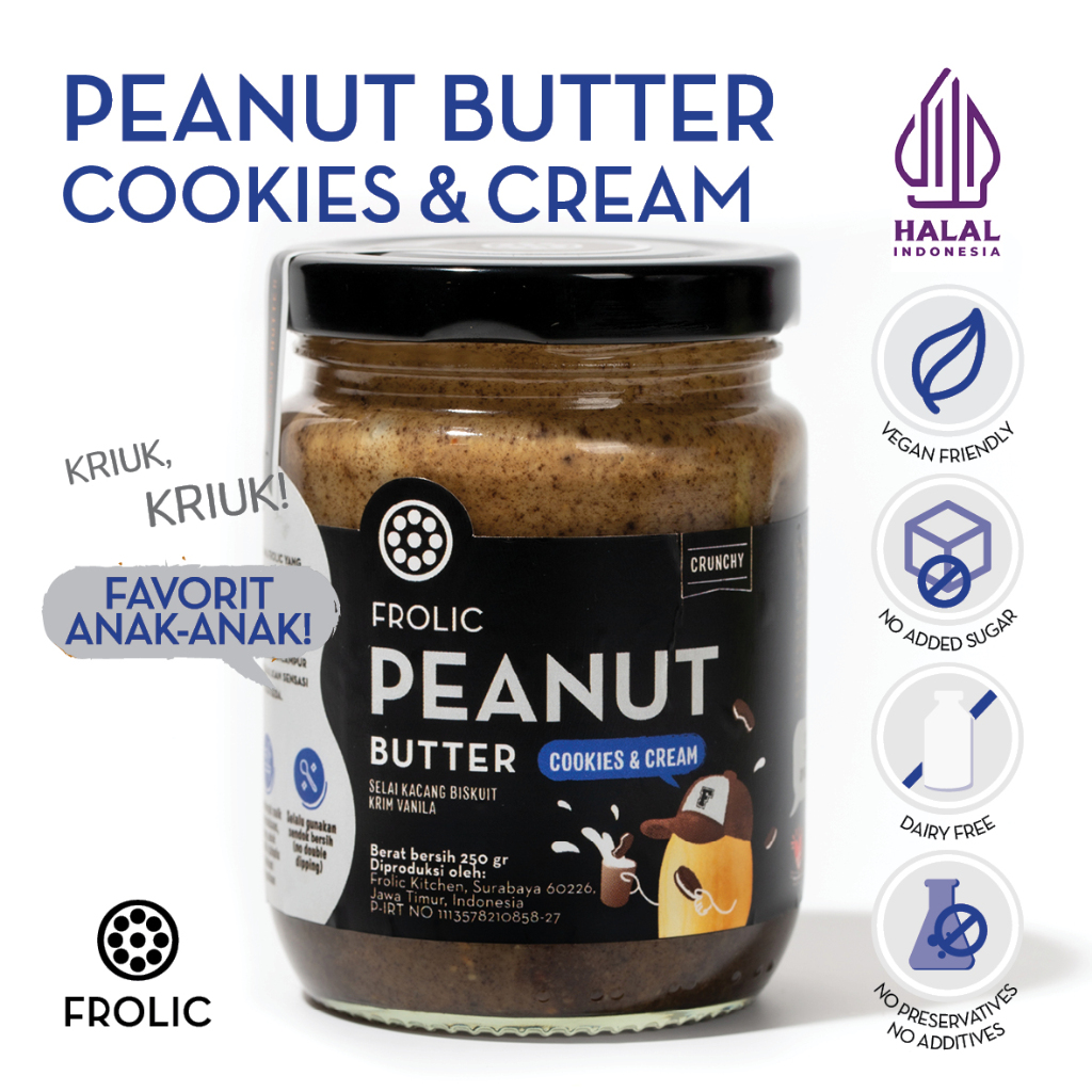 

FROLIC Peanut Butter Cookies & Cream - Selai Kacang Biskuit Coklat Krim