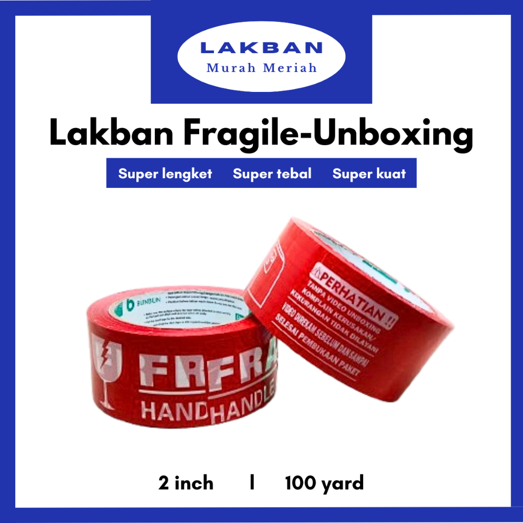 

[PCS] Lakban Fragile 100 YARD X 2 INCH 48 MM Merah Unboxing Selotip Paket Bunbun Tape Semarang Bisa Instan