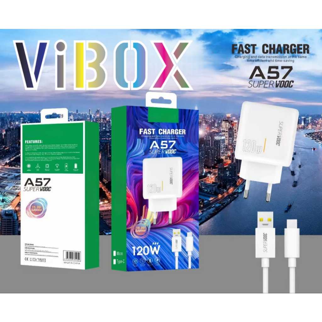 Charger Oppo A57 120W Support FastCharging super Vooc kompatible semua hp smartphone android