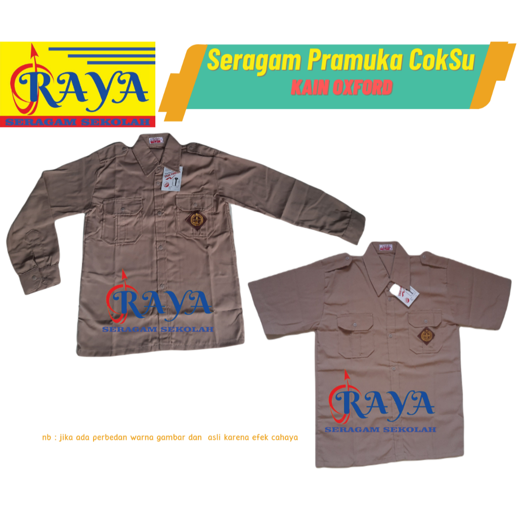 Seragam sekolah baju pramuka coklat Susu (kain Oxfrord) pendek / panjang SD / SMP / SMA