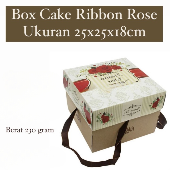 

Box Cake Ribbon Rose Packaging Hampers Cantik 25x25x18cm