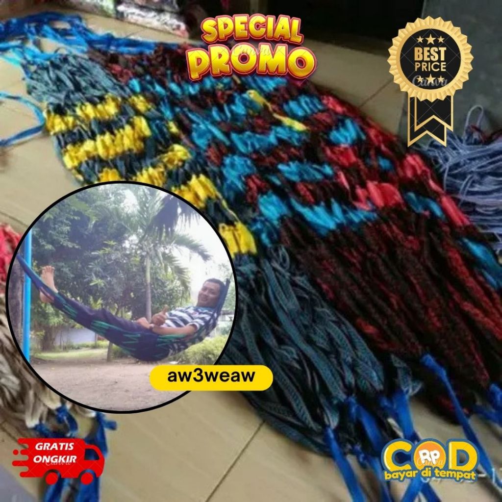 AYUNAN TALI RAJUT DEWASA Ayunan Gantung Jaring Hammock / Jaring Webing Besar