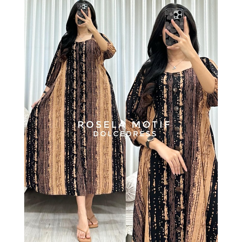 Daster Arab DOLCE ROSELA MOTIF Midi Dress Rayon