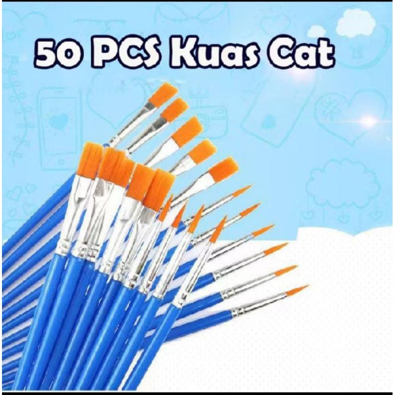 

KUAS LUKIS ISI 50PCS BIRU FLAT BULU NILON CAT AIR