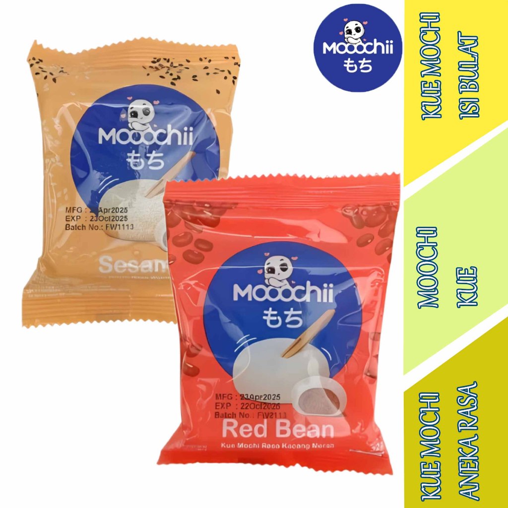 

Kue Mochi Aneka Varian Rasa - Moochi - Kue Mochi Isian Bulat - 32gr Isi 12pcs