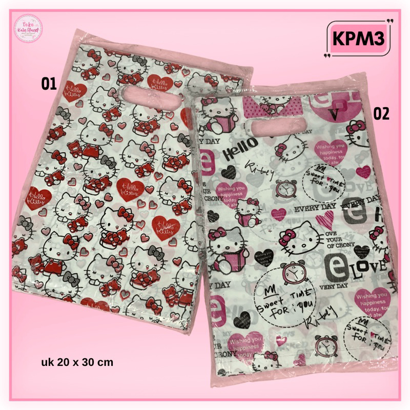 

Kantong Plastik Motif Hello Kitty uk 25x35cm KPM3 Handle Oval
