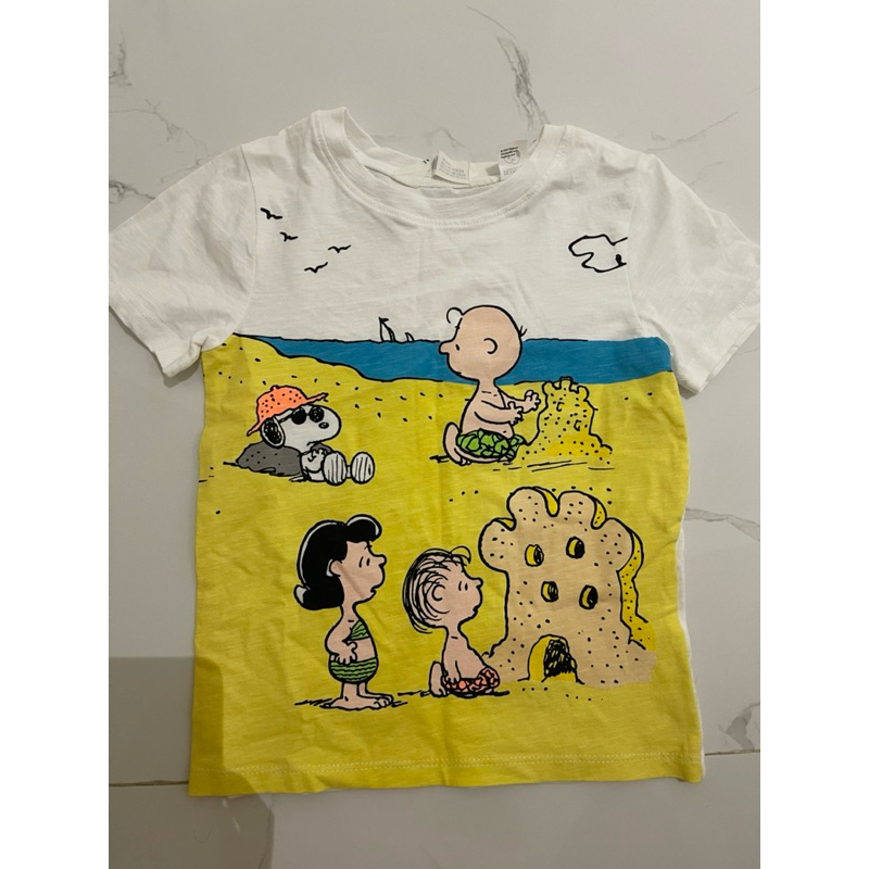 kaos anak hm/hnm original snoopy peanuts, preloved kemeja anak laki laki