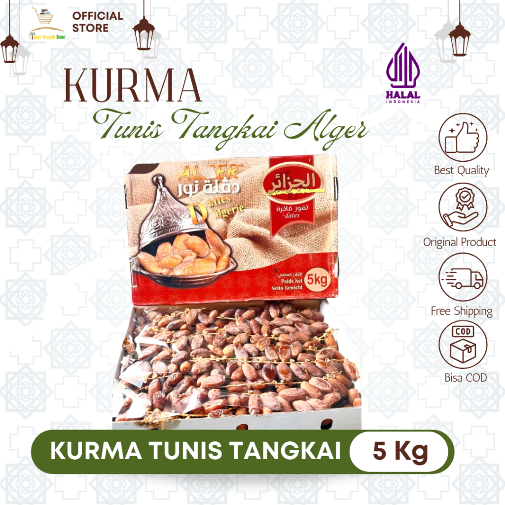 

Kurma Tunis Tangkai Alger Dates 5 kg Jajanan Arab Oleh-Oleh Haji dan Umroh Murah