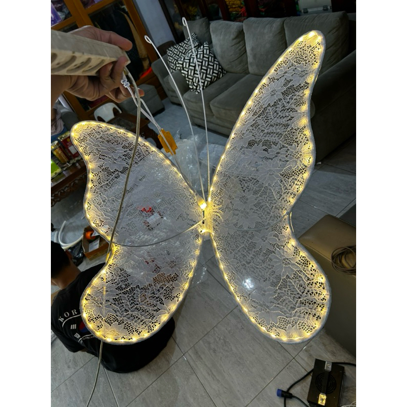 lampu gantung kupu kupu uk. 60cm dekorasi pelaminan