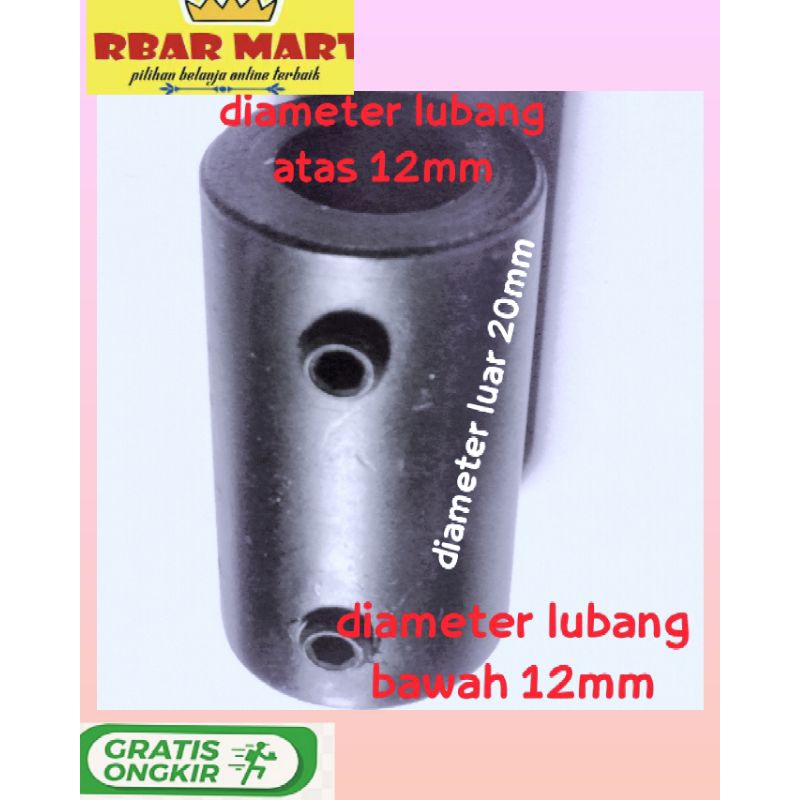 sok 12mm to 12mm penyambung as dinamo