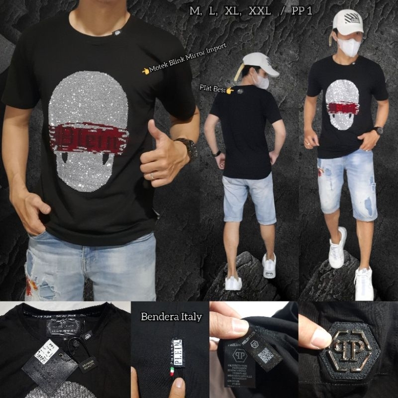 Kaos unisex impor kaos Philipp Plein Mirror import premium bahan kaos tshirt adem nyaman di pakai as