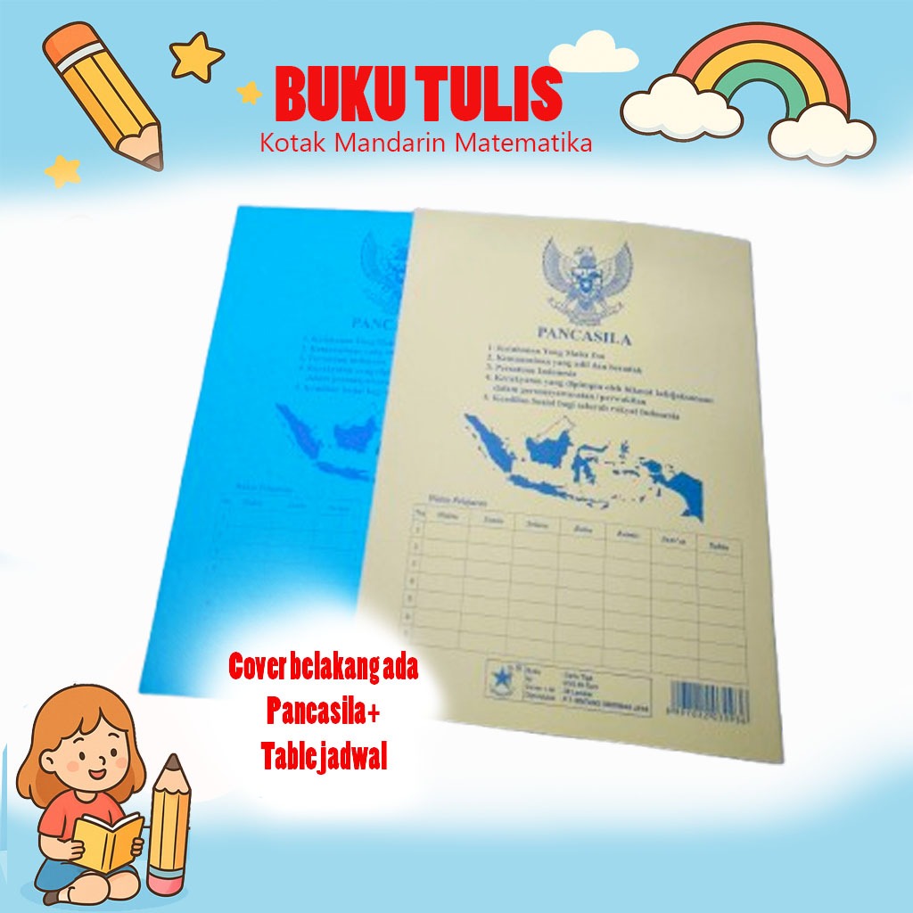 

10 Buku Tulis Kotak Besar Mandarin / Kotak Sedang / Kotak Kecil / Garis 5 / Garis 3 / Matematika
