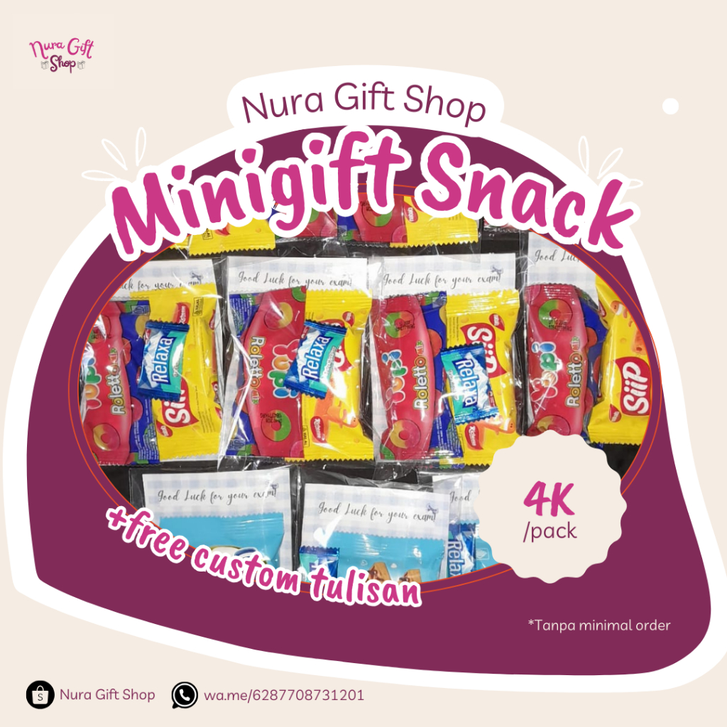 

Minigift Snack by Nura Gift Shop | Snack untuk Souvenir Ulang Tahun, Wisuda, Event Anak-Anak, dll | Minimal Order 1 Pack