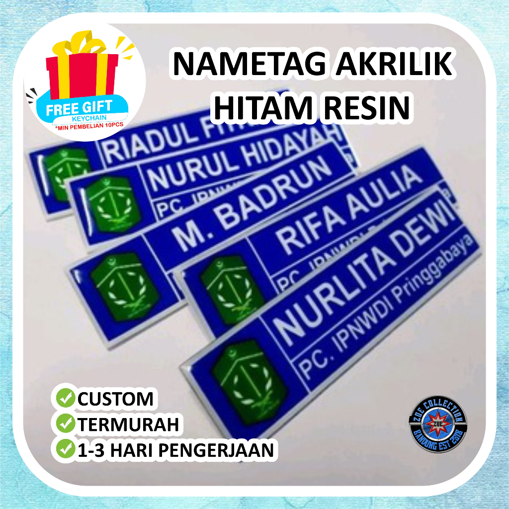 

Joe.Collections - Nametag Akrilik Hitam Resin Peniti