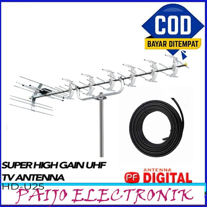 ANTENA DIGITAL/ANTENA LUAR DIGITAL PF HD-U25 - FREE Kabel 18 mtr