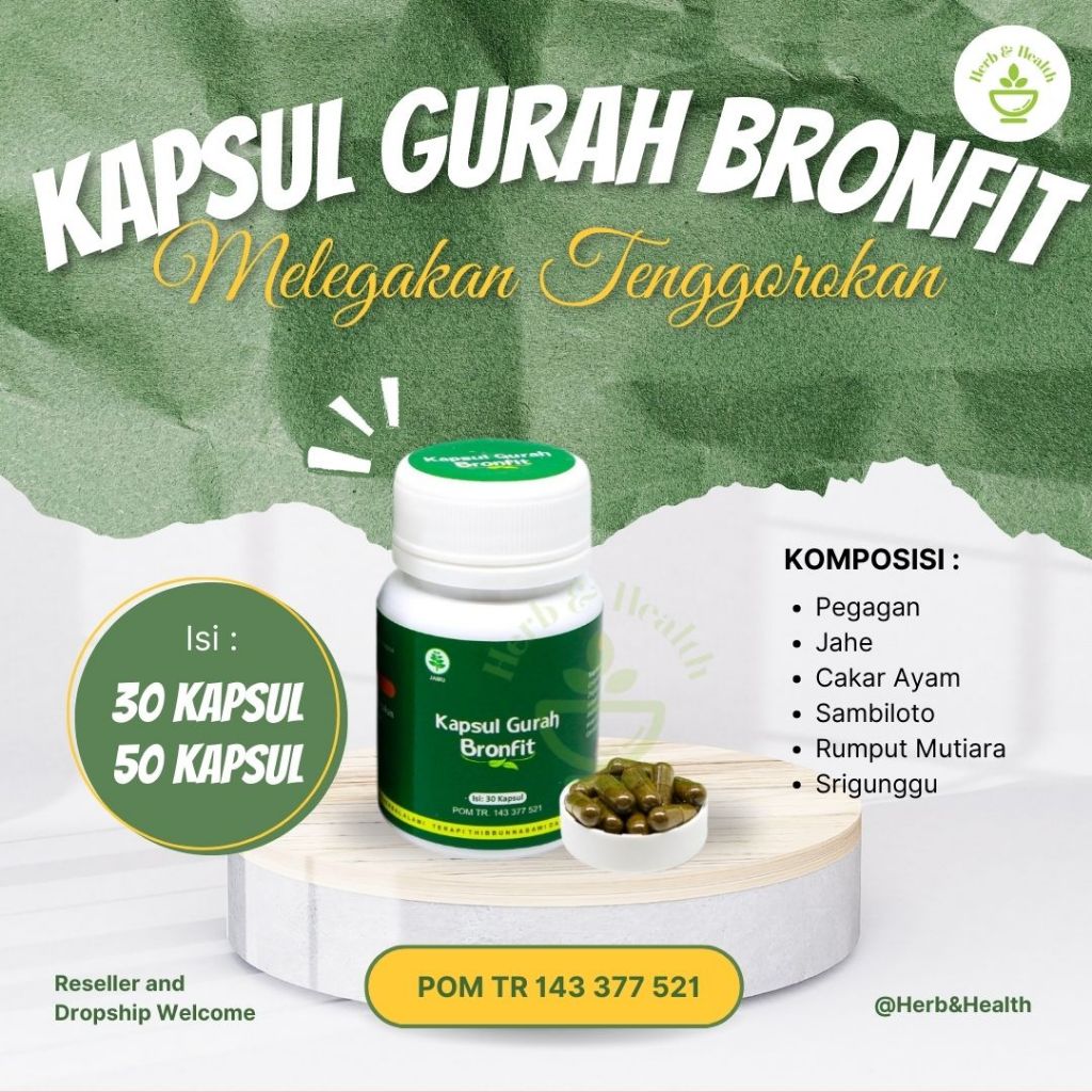 Kapsul Gurah Bronfit | Herbal Melegakan Tenggorokan