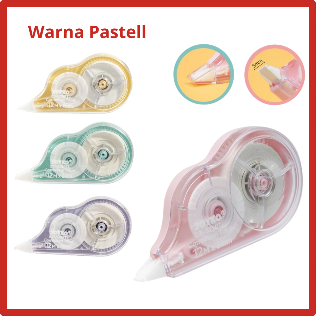 

Correction Tape Joyko CT-522PTL / Tipx Kertas Joyko Warna pastell CT-522PTL / Tip-x Kertas Joyko Pastel