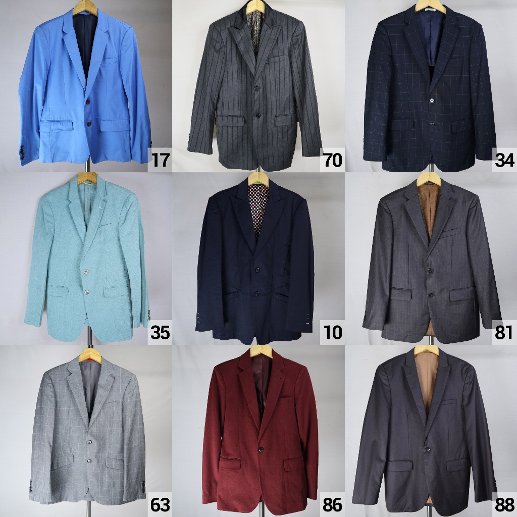 Jas coklat navy silver tartan glossy pria premium wool akad nikah wisuda semi formal hitam