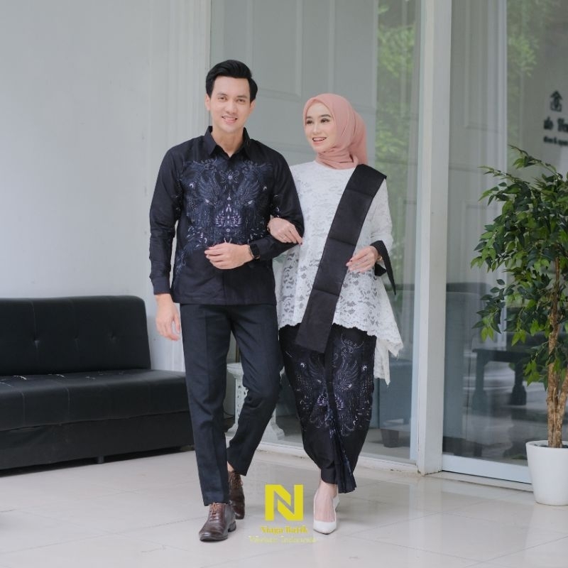 SET COUPLE Kemeja Batik Pria dan Rok Wiru Wanita Modern Motif tali katersnan kemeja batik pria rok w