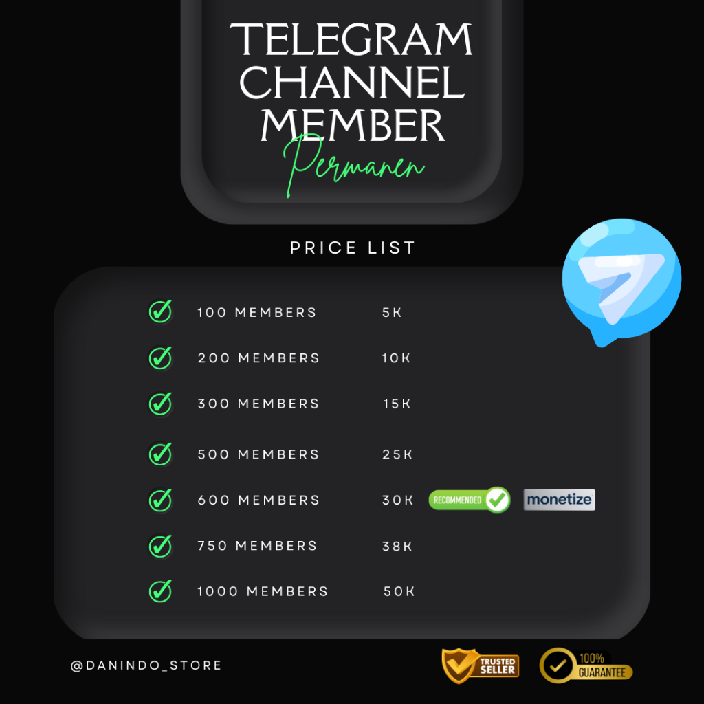 TELEGRAM CHANNEL MEMBER PREMIUM HIGH QUALITY PROSES CEPAT