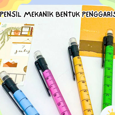 

Pensil Mekanik Bentuk Penggaris Premium + Penghapus Cetek Mechanical Pencil Lucu Unik Imut Termurah Grosir Cod