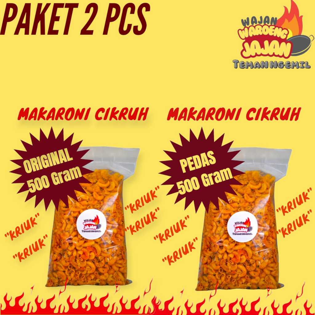 

Paket 2 Pcs Makaroni Cikruh 500 Gram Pedas Daun Jeruk Dan Asin Original