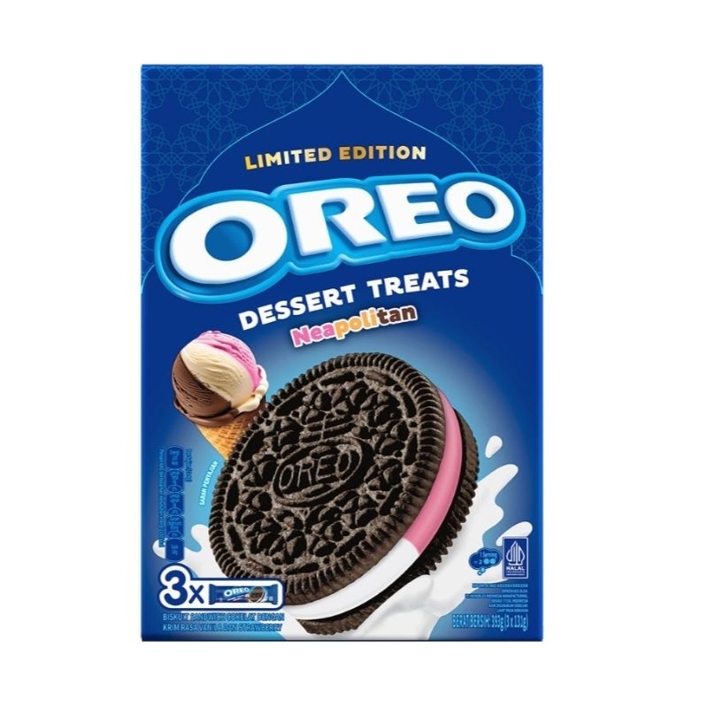 

Oreo Neapolitan Dessert Treat Biskuit Krim Vanila & Stroberi isi 3