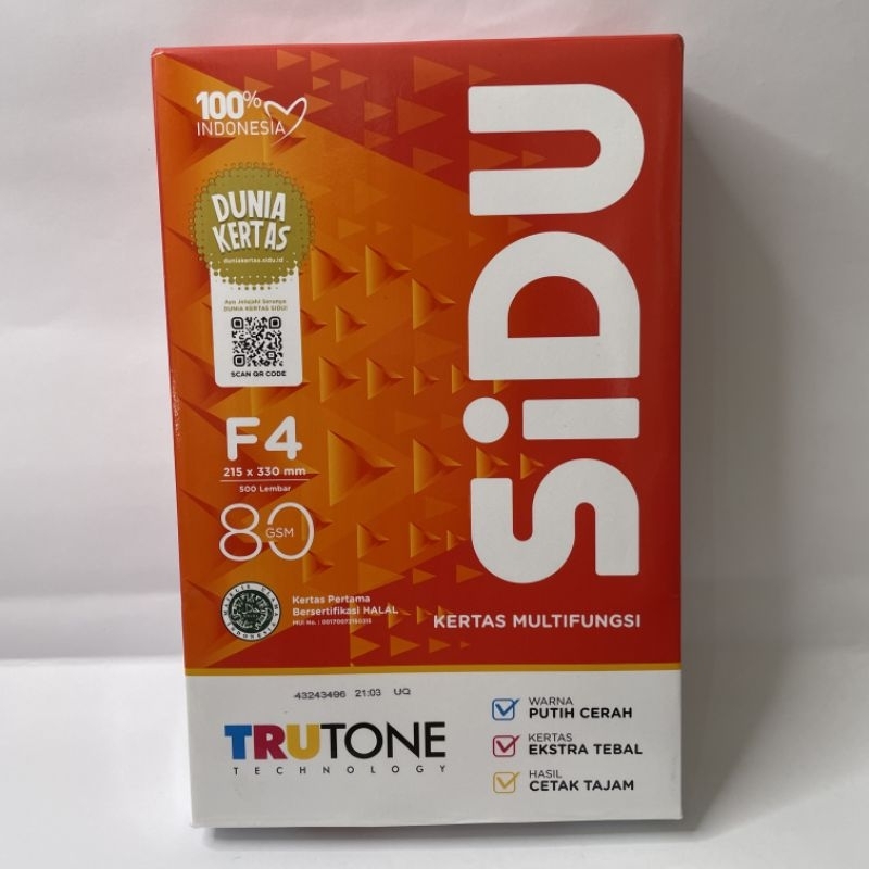 kertas hvs 1 rim sidu F4 80 gsm