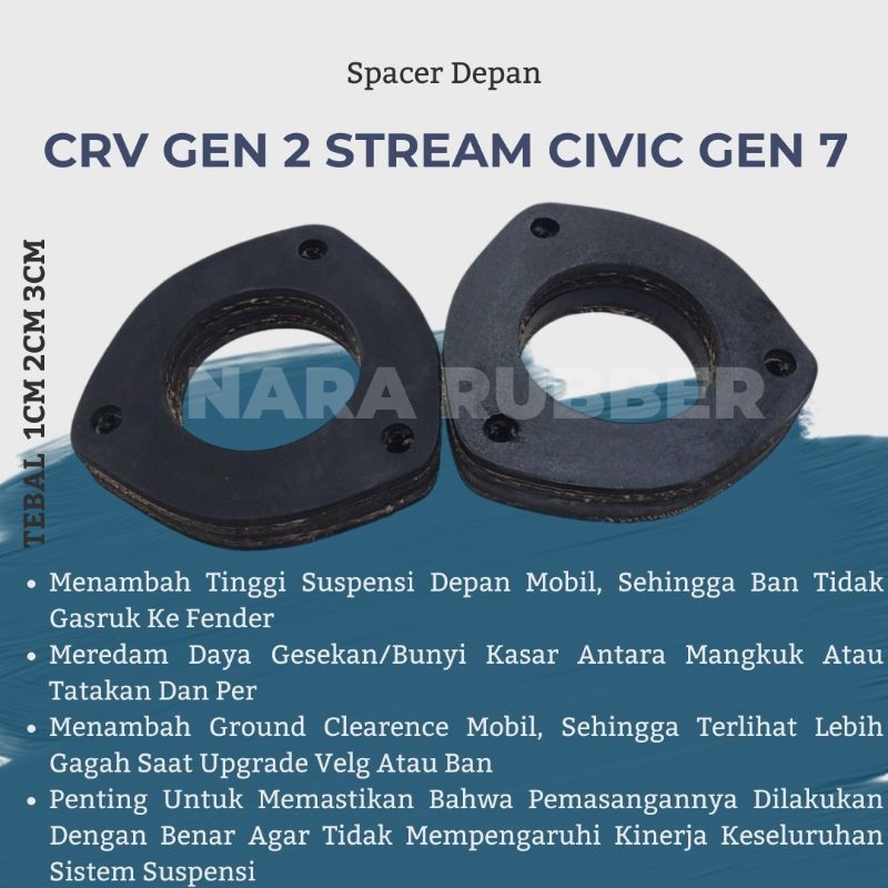 karet tatakan support shock depan crv gen 2 stream civic gen 7 bahan ban 1set