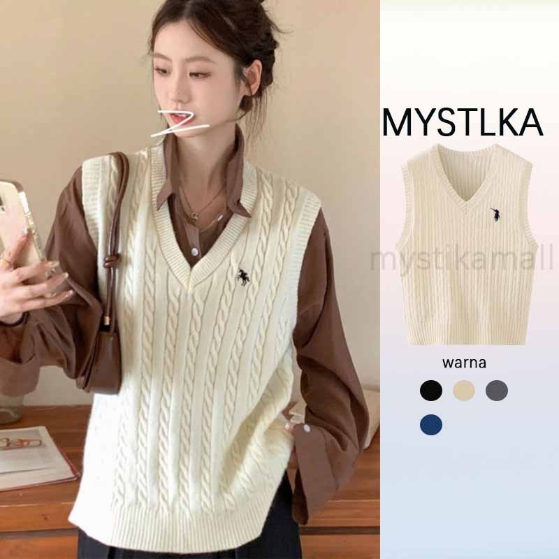 MYSTLKA Vest Knit Import Grosir 72 knit import premium Rompi Rajut Wanita Korean  Style Big Size Ata