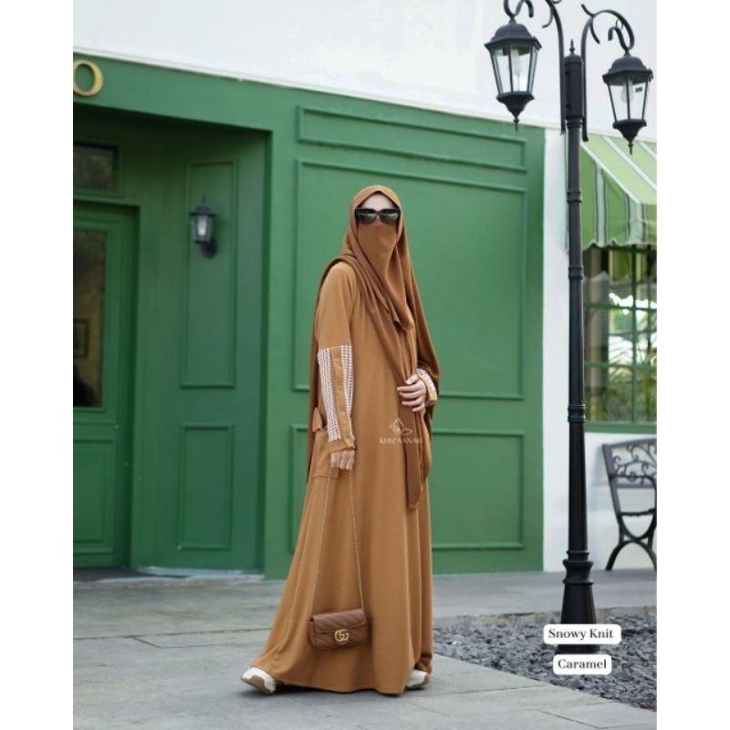 gamis snowy knit set fk calla by khizaanah sunnah | gamis knit | gamis set syar'i