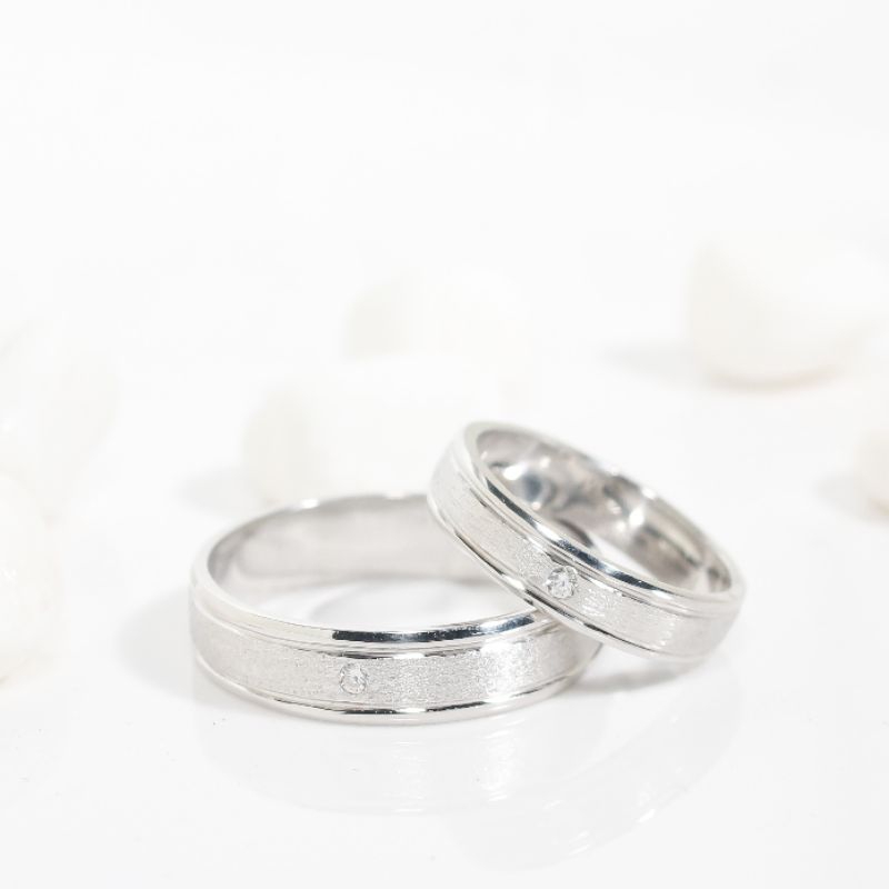 Cincin Couple Perak 950 Custom Nama | Cincin Pasangan Tunangan Kado Anniversary Elegan