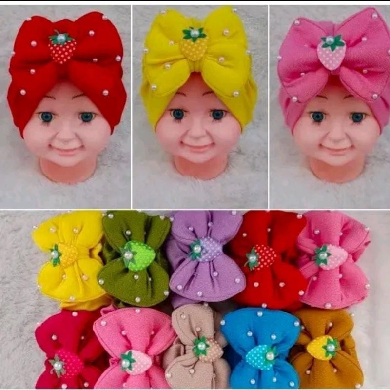 Turban  Strawberry  Turban anak perempuan usia 0-3tahun terlucu
