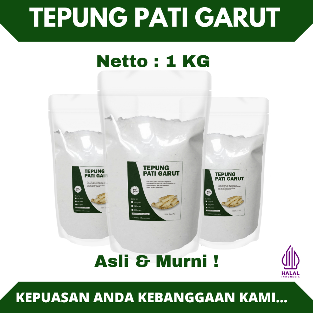 

Tepung Garut Asli Gluuten Free Pati Angkrik 1Kg Berkualitas Premium