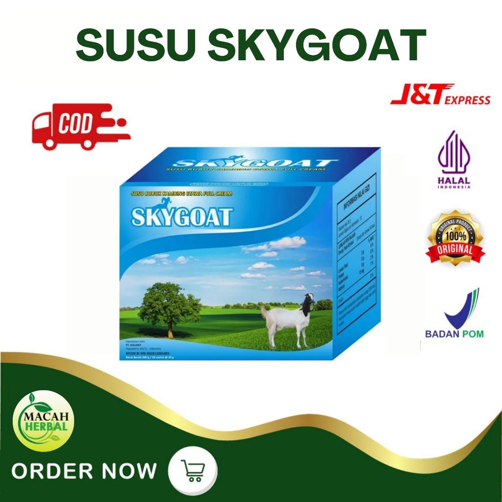 

MACAH HERBAL - SUSU SKYGOAT BOX SACHET - SKYGOAT SUSU KAMBING ETAWA ORI | COKLAT | PROPOLIS