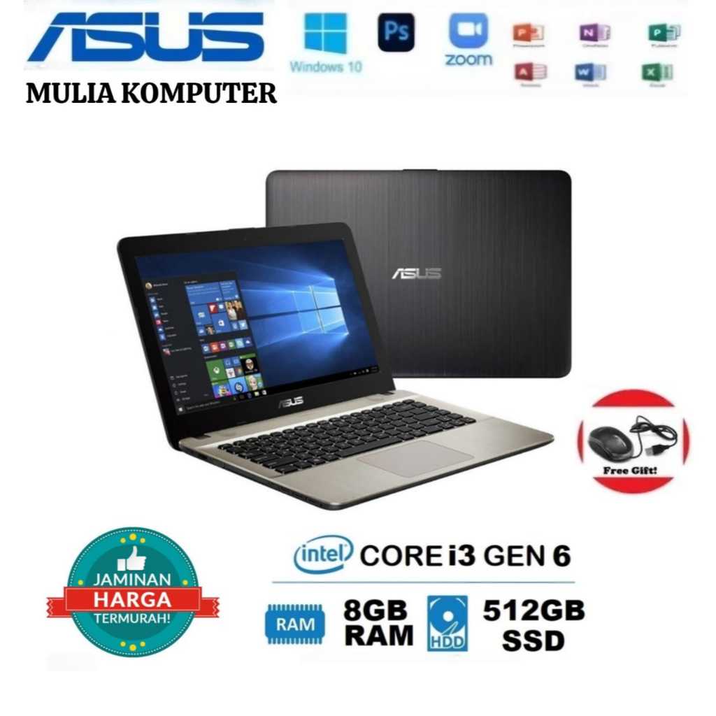 Laptop ASUS X441U Intel Core i3/RAM 8GB/SSD 512GB...MURAH bonus mouse