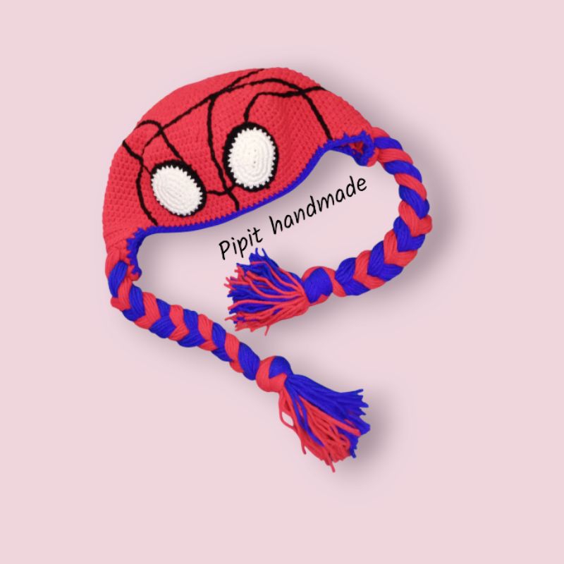 topi rajut Spider-Man/topi rajut handmade
