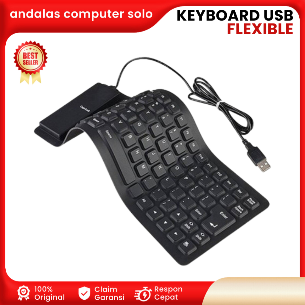 KEYBOARD USB KABEL PORTABLE FLEXIBLE KEYBOARD USB KABEL LAPTOP PC FLEXIBLE KARET PORTABLE