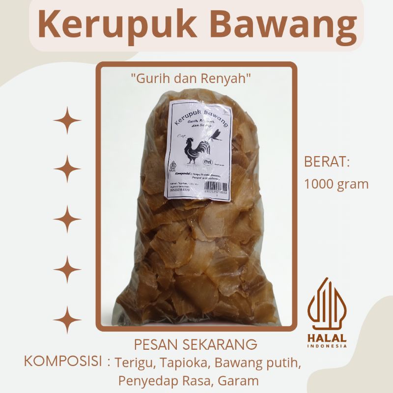 

Kerupuk Bawang Mentah 1kg, 500 gr, 250gr.