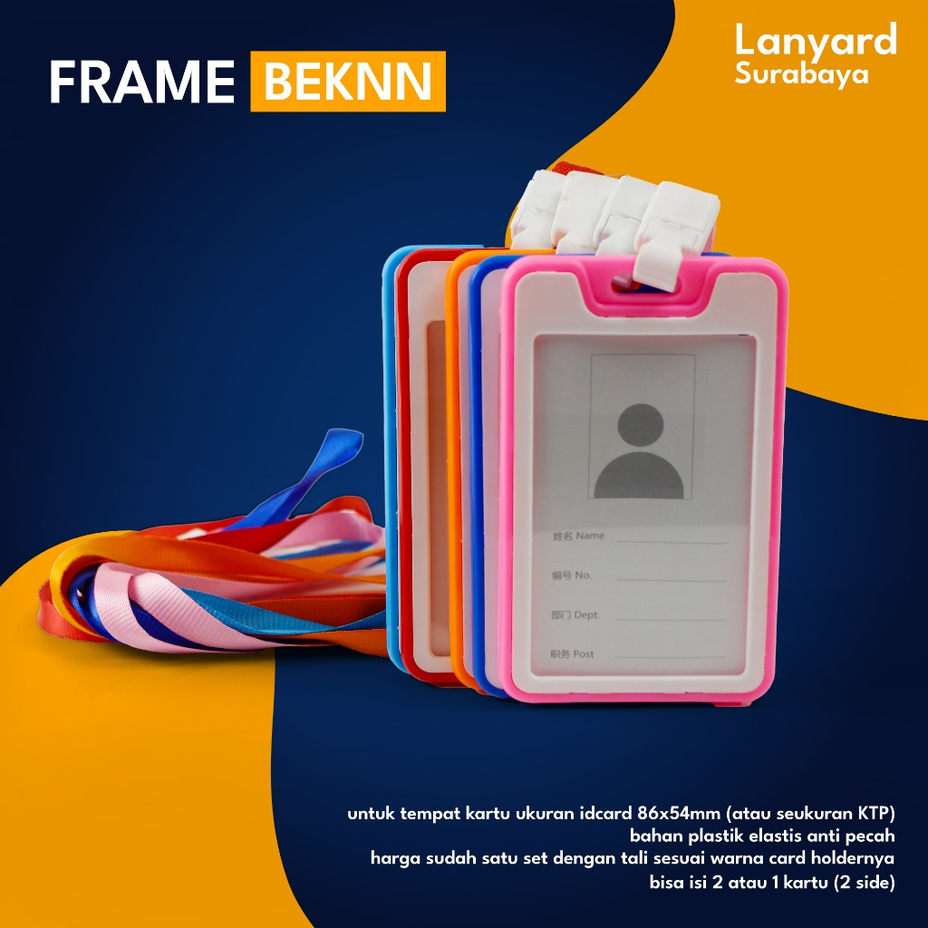 

BEKNN wadah id card isi 2 kartu card holder plastik anti pecah casing kartu idcard 1 set dengan tali