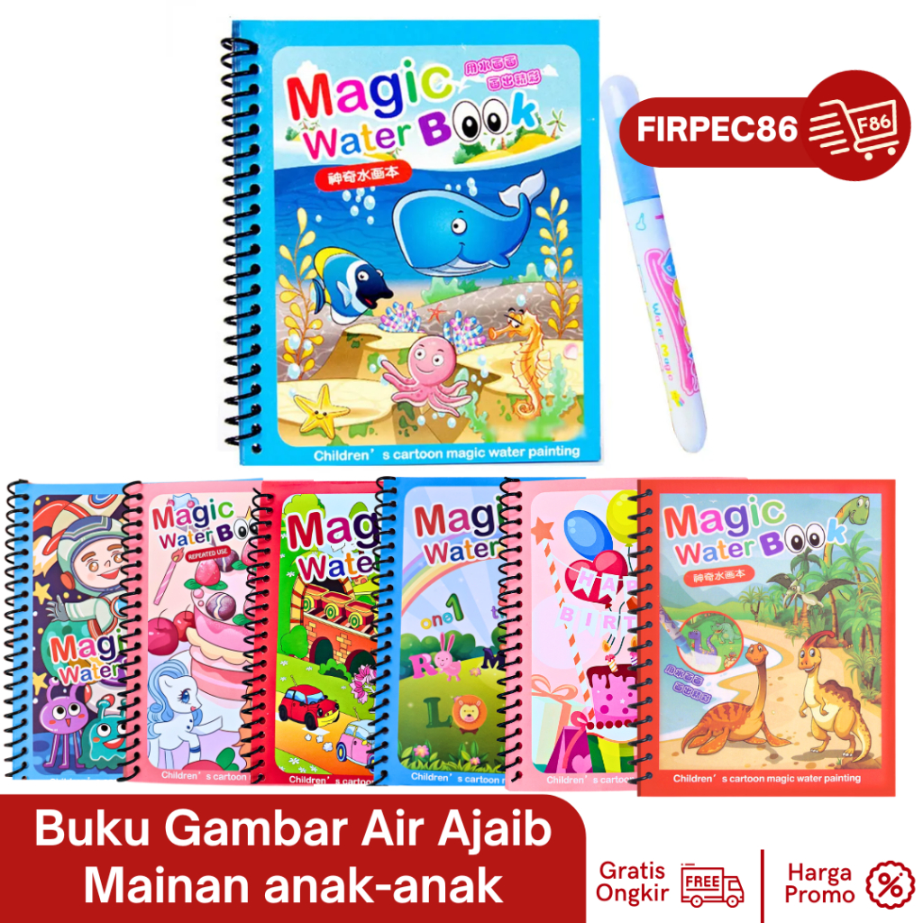 

Magic Waterbook Buku Gambar Dengan Spidol Air Edukasi Bermain Sambil Belajar Anak Paud