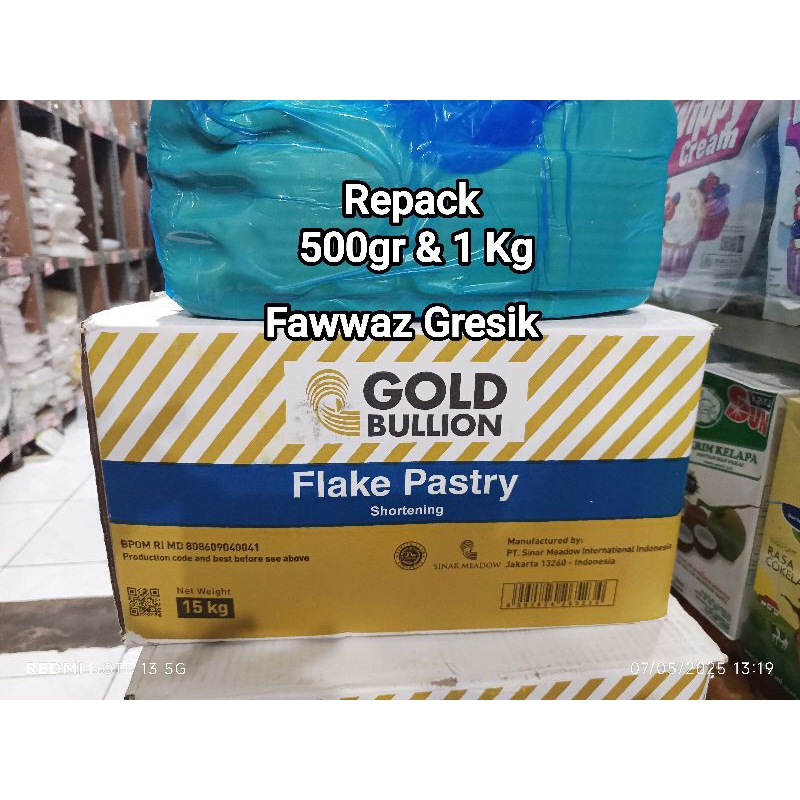 

(500gr) Gold Bullion Flake Pastry Korsvet Corvet / Flake Pastry Shortening Gold Bullion 500 gr Lemak Reroti