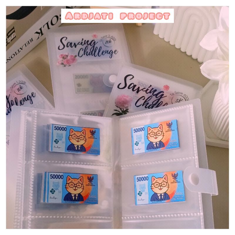 

Saving Album Metode Pecahan 120 slot Tantangan Menabung pecahan 5k, 10k, 20k, 50k Sinking Fund beserta 120 pcs sticker